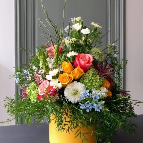 Handgemaakt bloemstuk van Atelier Odiel, bloemenatelier in Kortrijk.