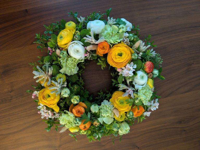 Lentekrans van Atelier Odiel, bloemenatelier in Kortrijk.