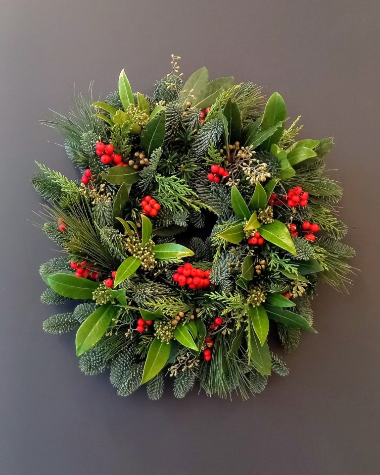Winterkrans van Atelier Odiel, bloemenatelier in Kortrijk.